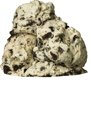 scoop of ONE ’N ONLY COOKIES ’N CREAM ice cream